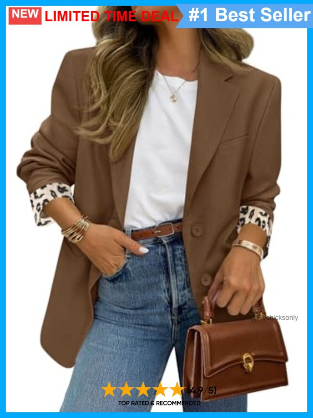 Open Front Leopard Lined Blazer Notch Lapel Business Casual Jacket